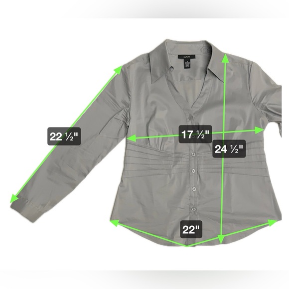 Alfani Womens Size 8 Solid Gray Long Sleeve V Neck Button Down Women’s Blouse - Picture 6 of 6